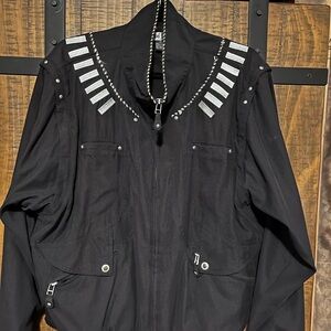 jamie sadock Black Embellished Military-Style Field Jacket